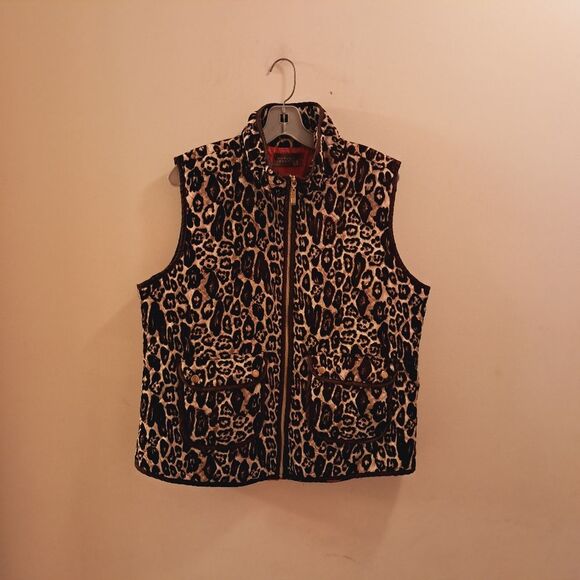 Casual Identity Vest Women's XL Leopard Print Quilted Insulated Classic Winter - Picture 2 of 7